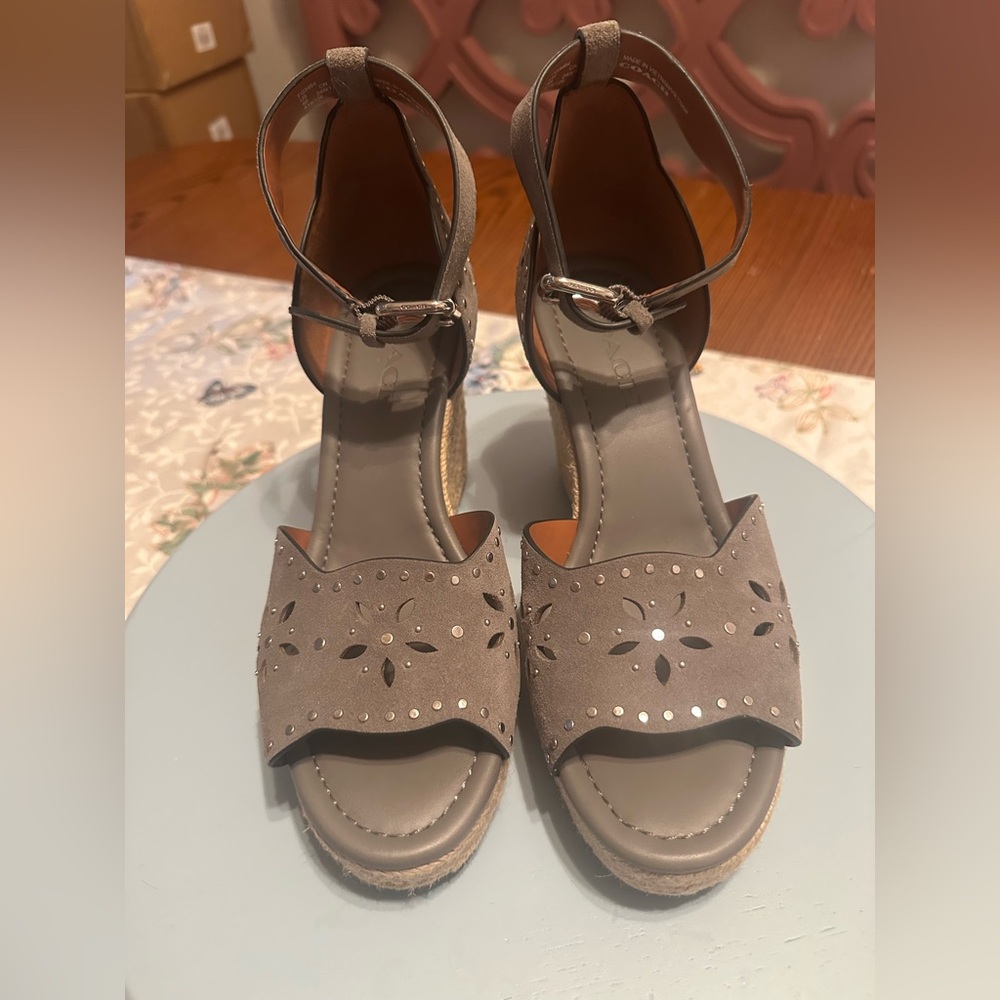 Coach Gray Wedge Sandals